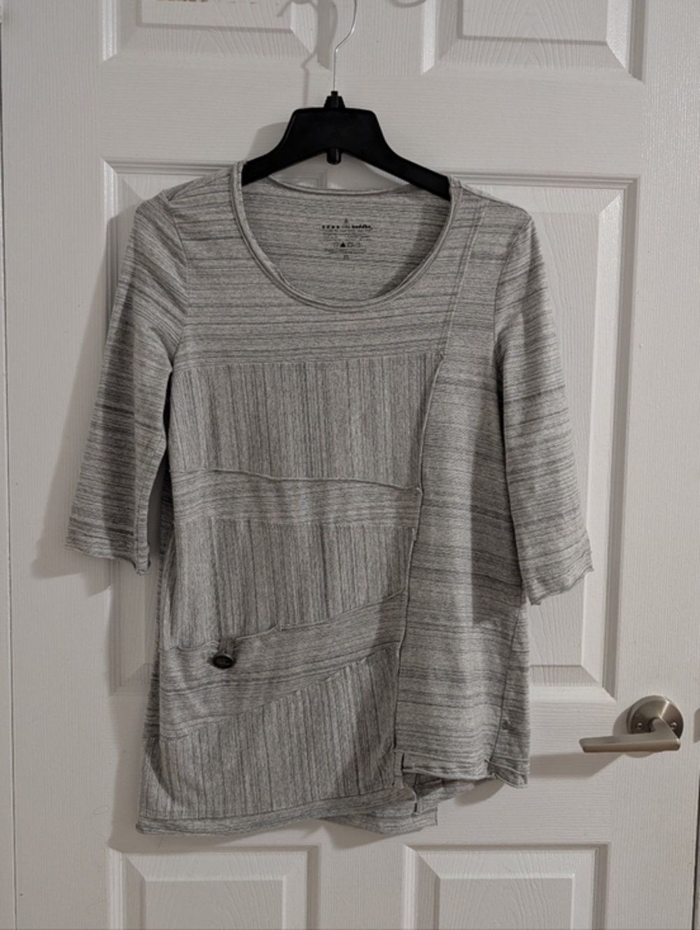 Neon Buddha Grey Asymmetric Tunic Top Cotton Lagenlook Art to Wear Boho Chic XS
